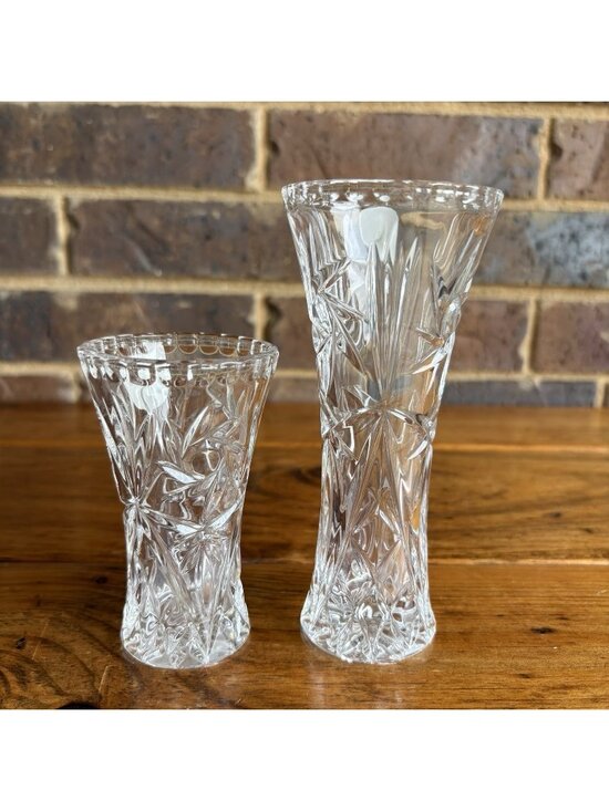 Lenox Other - Set of Two Lenox Starburst/Pinwheel Czech Crystal Bud Vases Pinched Rim